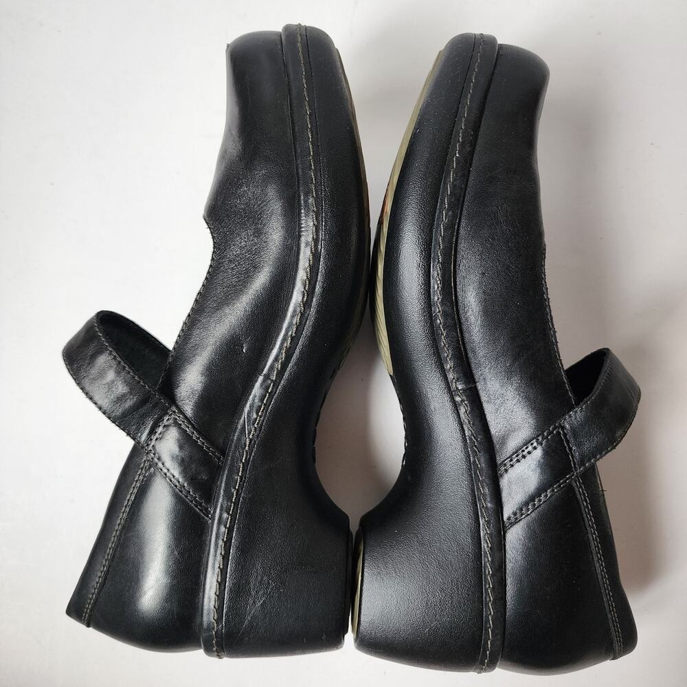 ECCO Shoes Womens Size 37 EU 6.5 US Clogs Mary Jane Wedge Black Leather Buckle - Picture 8 of 11